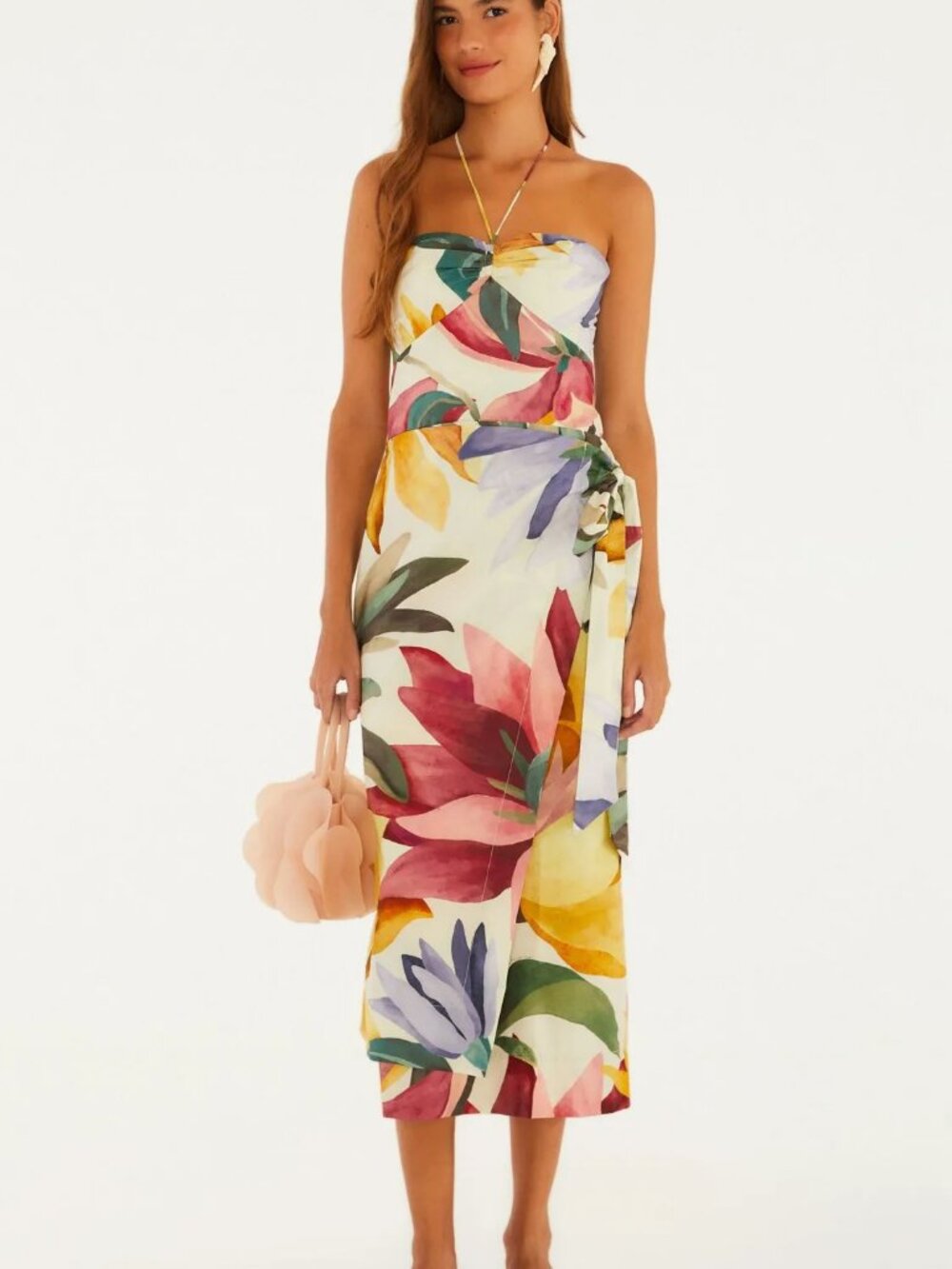 FARM Rio Floral Print Tie Wrap Dress
